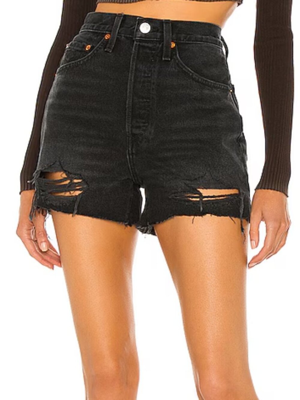 RE/DONE Originals 50s Cut Off Short Destroyed Shadow Black Size 26